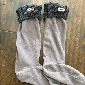 Hunter Women's Gray Fleece Boot Socks with Knit Cuff